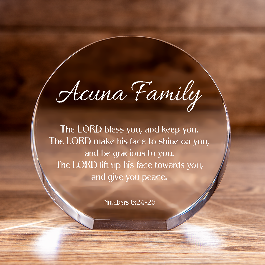The Lord Bless You Numbers 6:24-26 Circle Cut Crystal Personalized Christian-Express Your Love Gifts