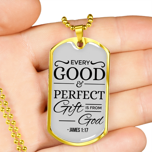Perfect Gift From God Christian Faith Necklace Stainless Steel or 18k Gold Dog Tag w 24" Chain