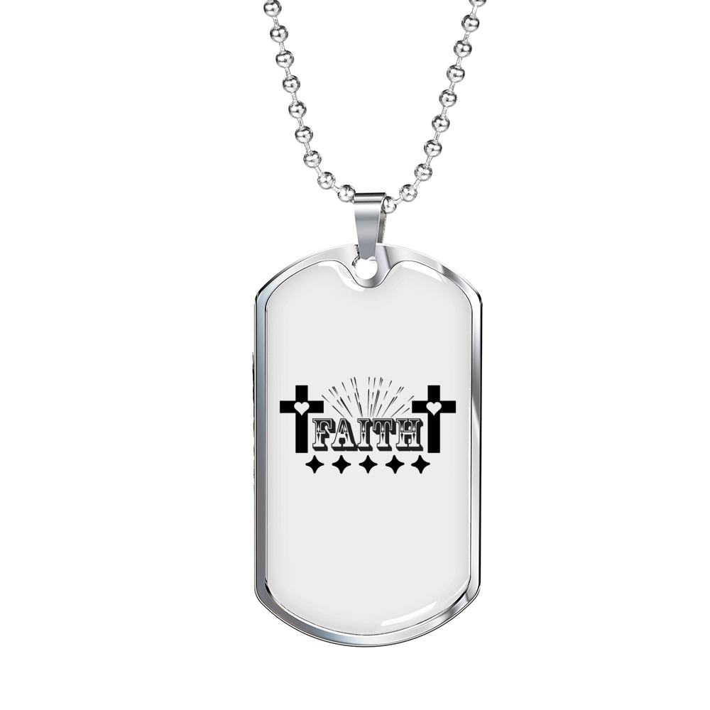 Faith Crosses Necklace Stainless Steel or 18k Gold Dog Tag 24" Chain-Express Your Love Gifts