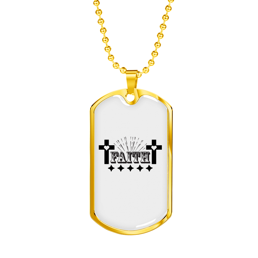 Faith Crosses Necklace Stainless Steel or 18k Gold Dog Tag 24" Chain-Express Your Love Gifts