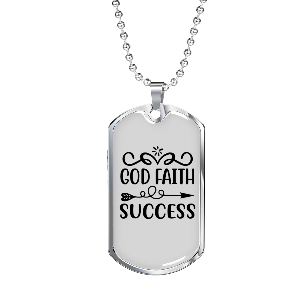 Faith Success Arrow Necklace Stainless Steel or 18k Gold Dog Tag 24" Chain-Express Your Love Gifts