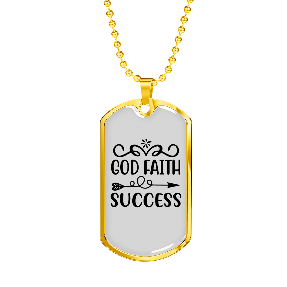 Faith Success Arrow Necklace Stainless Steel or 18k Gold Dog Tag 24" Chain-Express Your Love Gifts