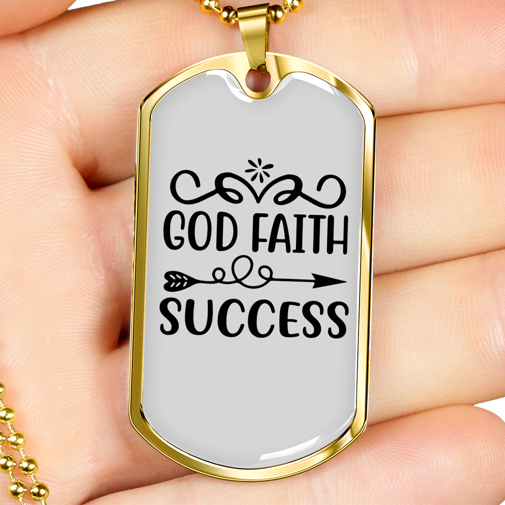 Faith Success Arrow Necklace Stainless Steel or 18k Gold Dog Tag 24" Chain-Express Your Love Gifts