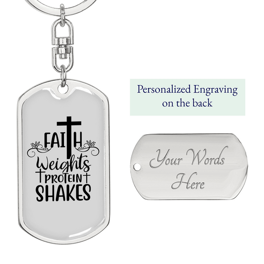 Faith Weights Keychain Stainless Steel or 18k Gold Dog Tag Keyring-Express Your Love Gifts
