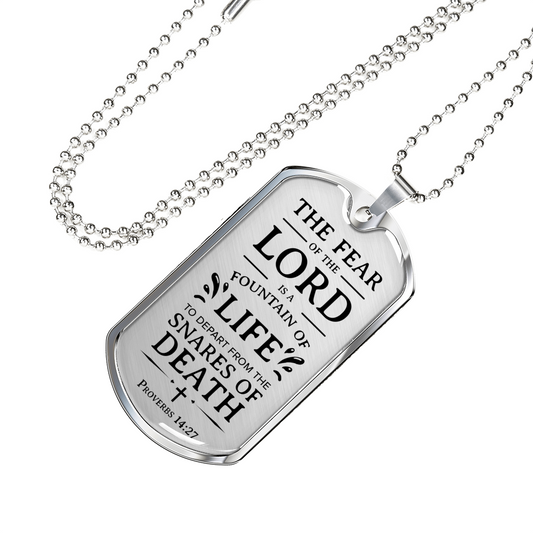 Fear of the Lord Necklace Stainless Steel or 18k Gold Dog Tag w 24" Chain