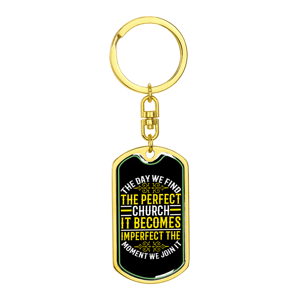 Find The Perfect Church Stainless Steel or 18k Gold Premium Swivel Dog Tag Keychain