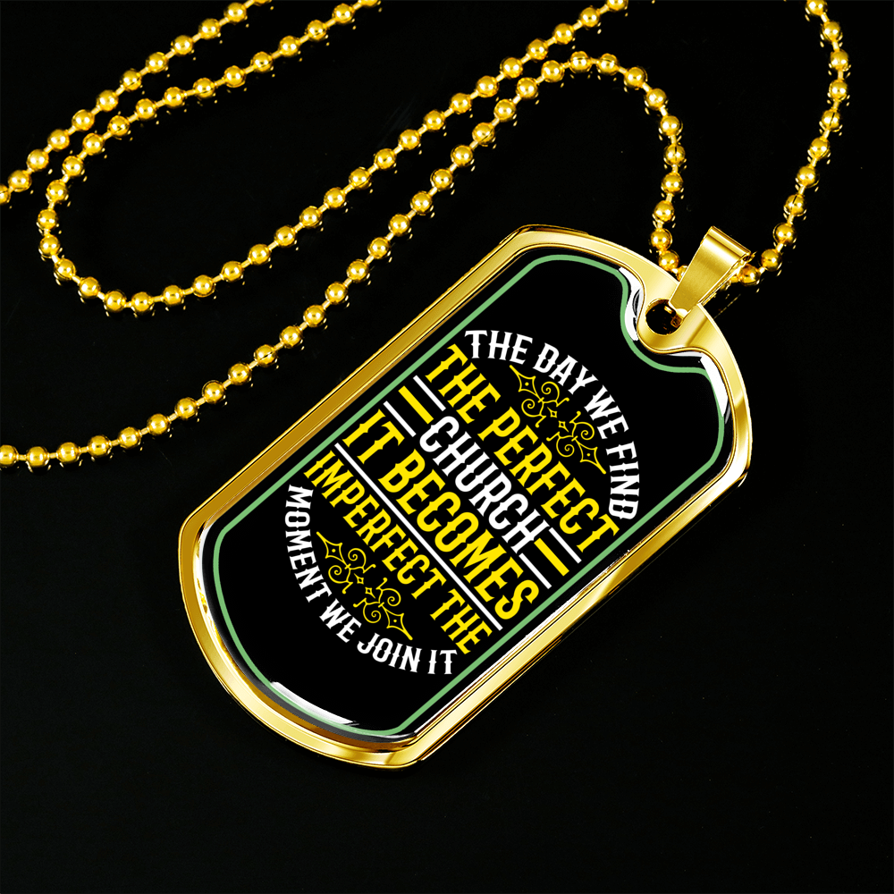 Find The Perfect Church Necklace Stainless Steel or 18k Gold Dog Tag 24" Chain-Express Your Love Gifts