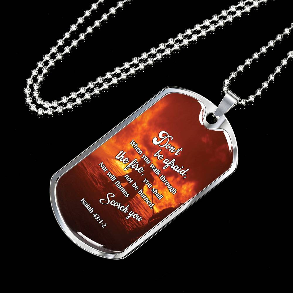 Firefighter Christian Religious Necklace Don’t Be Afraid! Dog Tag Stainless Steel or 18k Gold 24 - Express Your Love Gifts