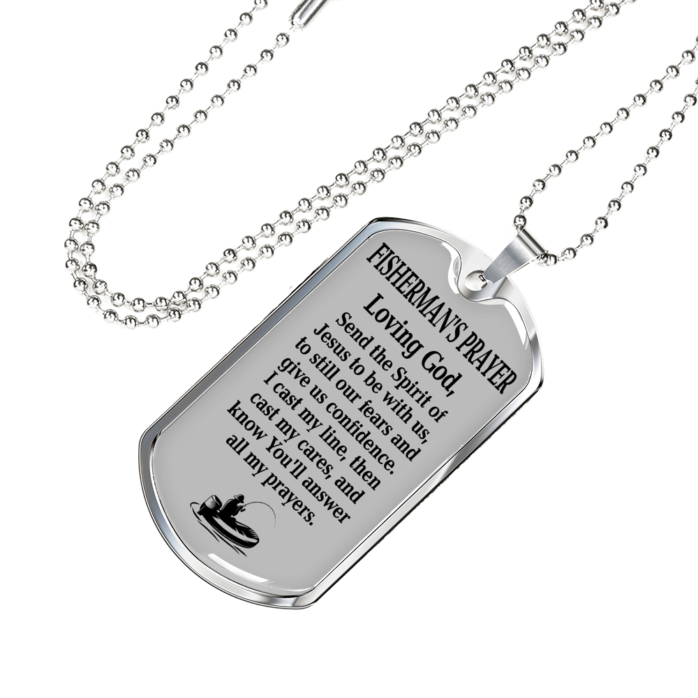 Fisherman'S Prayer Dog Tag Stainless Steel or 18k Gold 24" Chain-Express Your Love Gifts