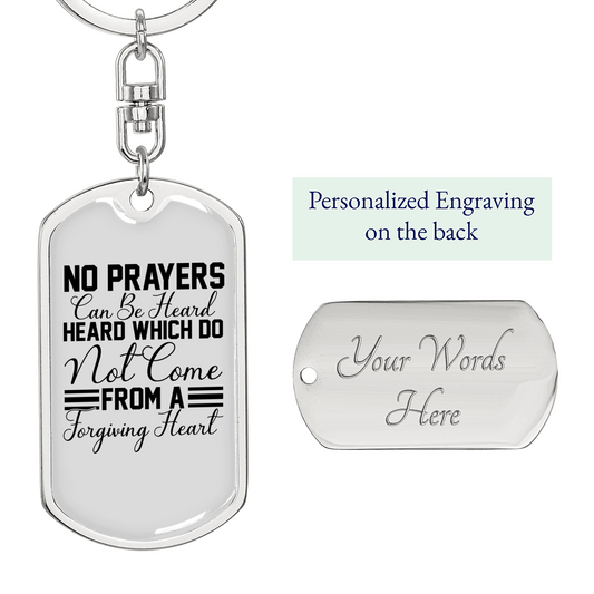 Forgiving Heart Keychain Stainless Steel or 18k Gold Dog Tag Keyring-Express Your Love Gifts