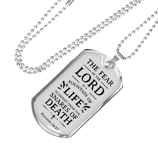 Fountain Of Life Christian Necklace Stainless Steel or 18k Gold Dog Tag w 24" Chain