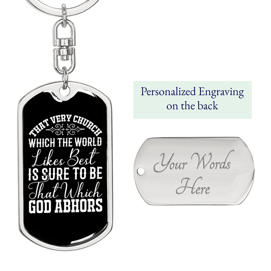 God Abhors Keychain Stainless Steel or 18k Gold Dog Tag Keyring-Express Your Love Gifts