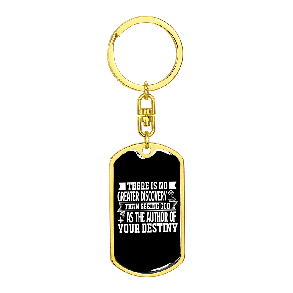 God Authors Your Destiny Romans 8:28-29 Stainless Steel or 18k Gold Premium Swivel Dog Tag Keychain
