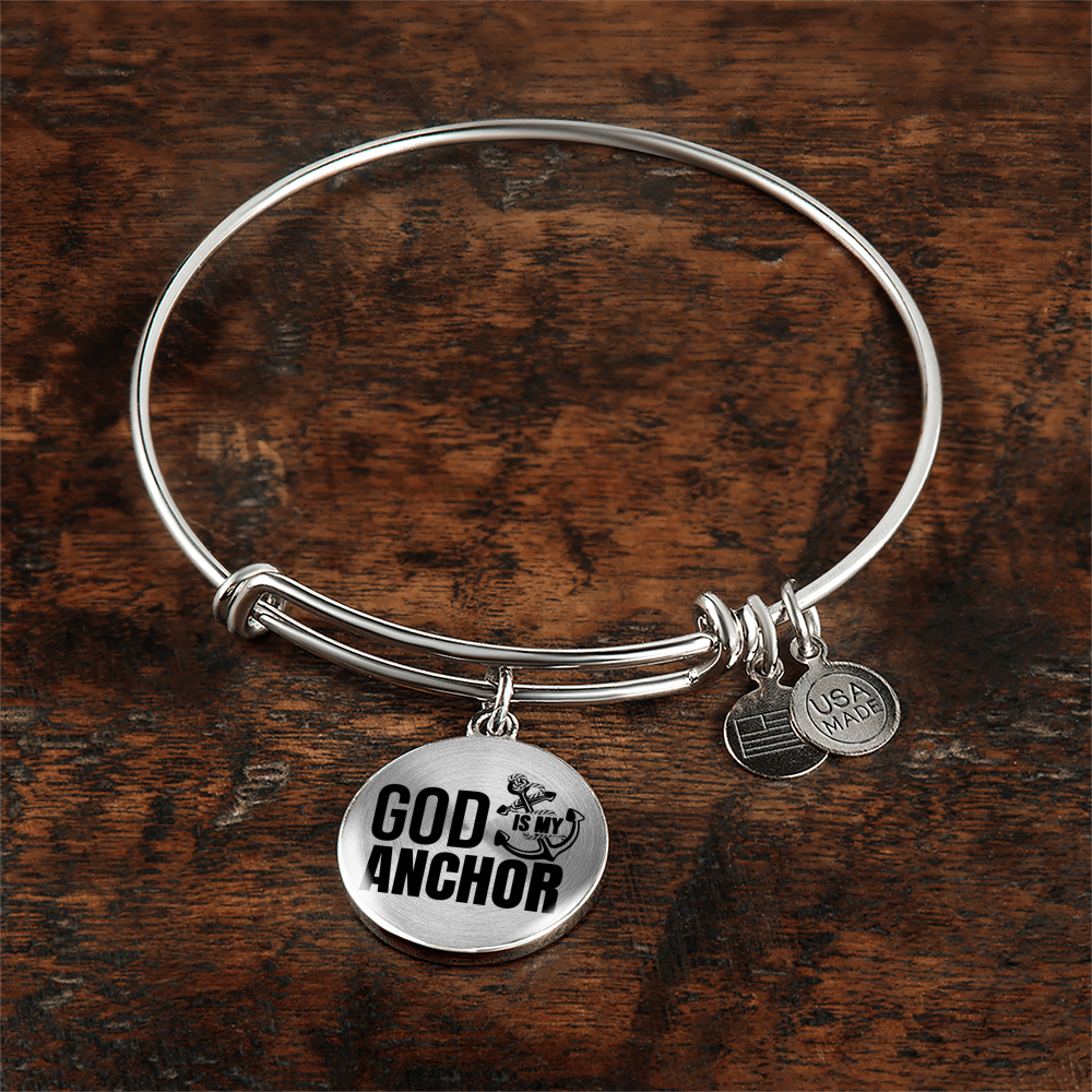 God Is My Anchor Hebrews Bracelet Stainless Steel or 18k Gold Circle Bangle-Express Your Love Gifts