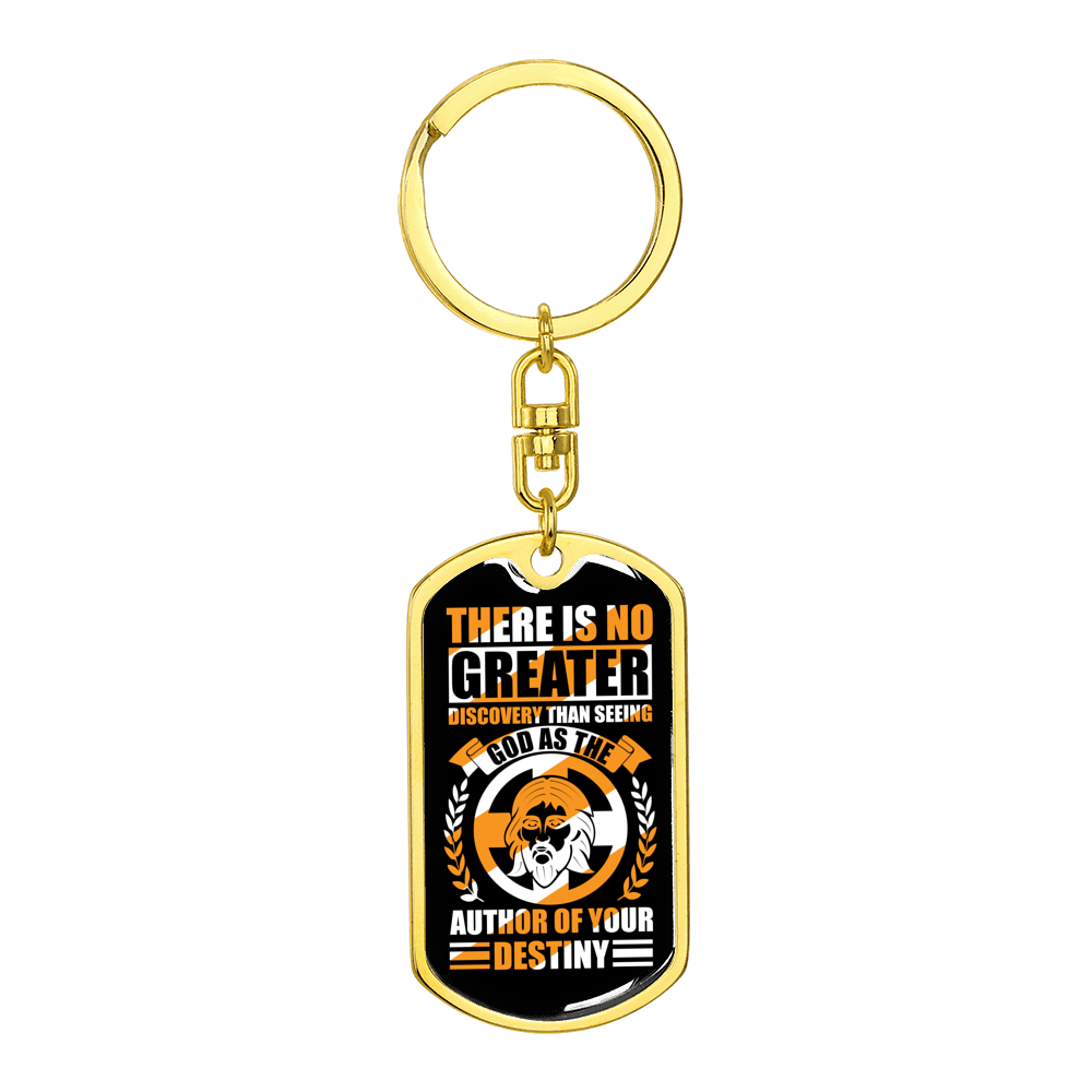 God Is The Author Of Your Destiny Stainless Steel or 18k Gold Premium Swivel Dog Tag Keychain