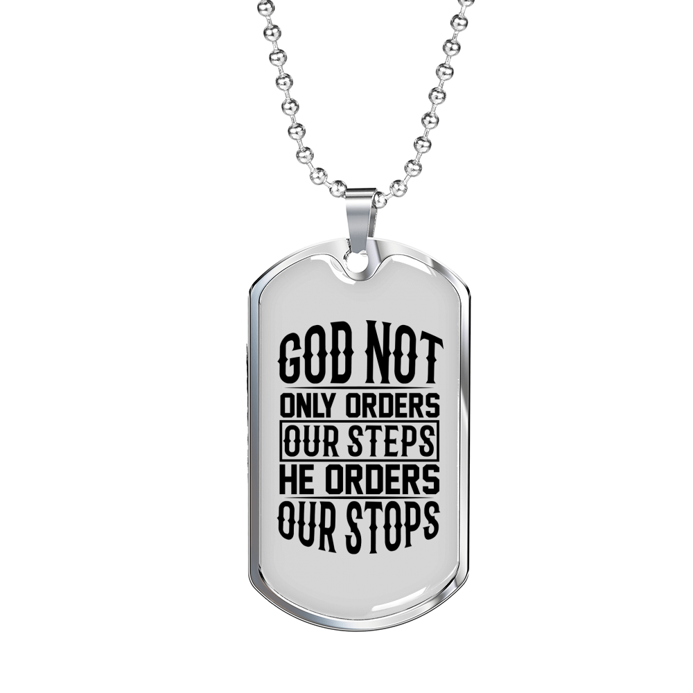 God orders Steps Necklace Stainless Steel or 18k Gold Dog Tag 24" Chain-Express Your Love Gifts