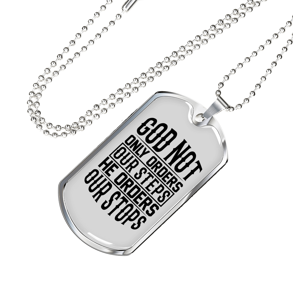 God orders Steps Necklace Stainless Steel or 18k Gold Dog Tag 24" Chain-Express Your Love Gifts