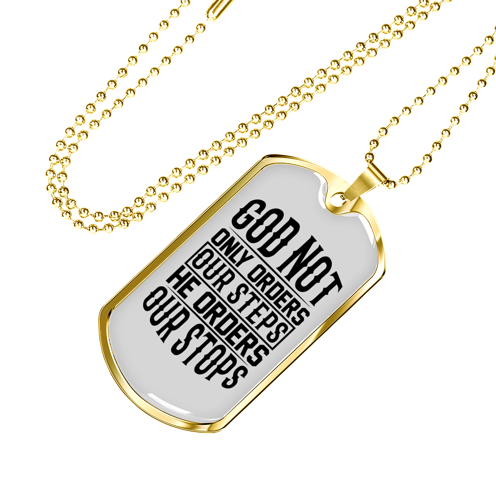 God orders Steps Necklace Stainless Steel or 18k Gold Dog Tag 24" Chain-Express Your Love Gifts