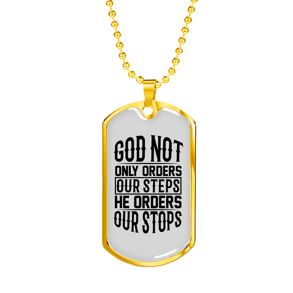 God orders Steps Necklace Stainless Steel or 18k Gold Dog Tag 24" Chain-Express Your Love Gifts
