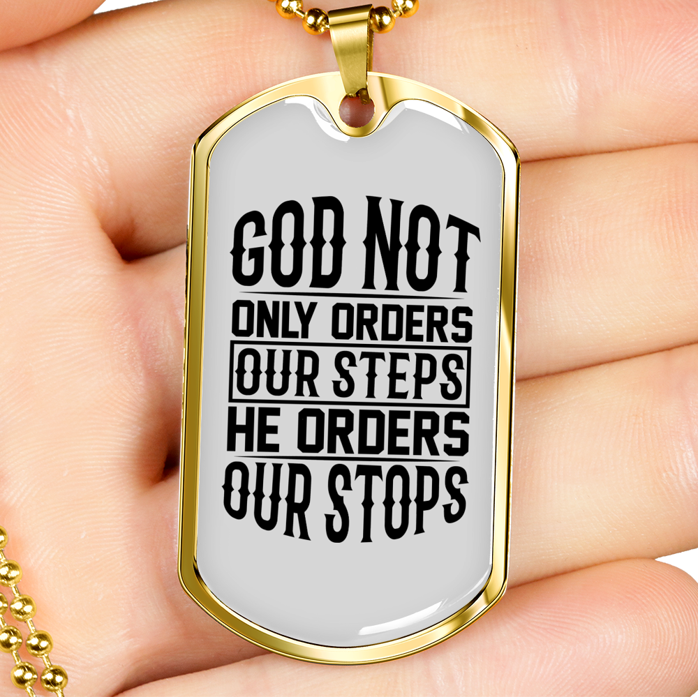 God orders Steps Necklace Stainless Steel or 18k Gold Dog Tag 24" Chain-Express Your Love Gifts