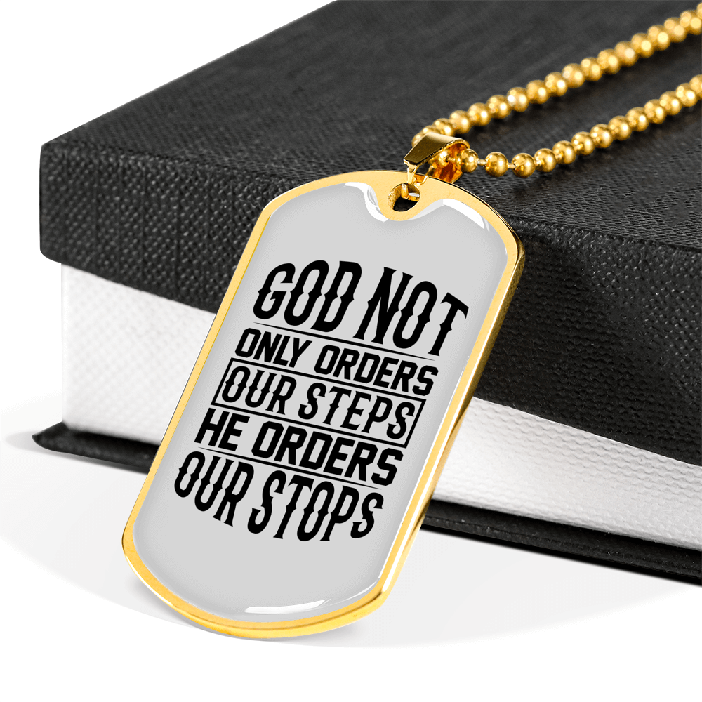 God orders Steps Necklace Stainless Steel or 18k Gold Dog Tag 24" Chain-Express Your Love Gifts