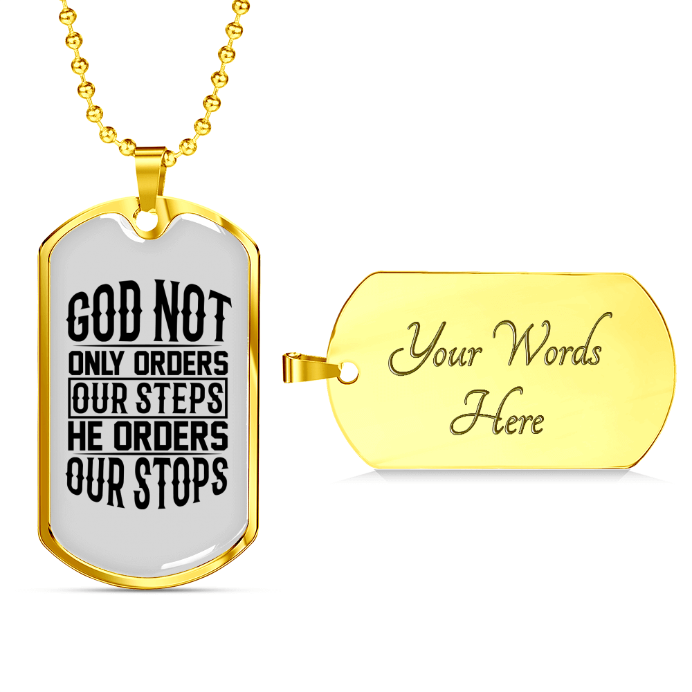 God orders Steps Necklace Stainless Steel or 18k Gold Dog Tag 24" Chain-Express Your Love Gifts