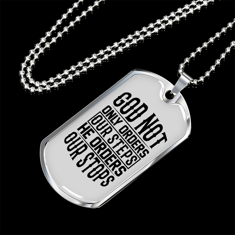 God orders Steps Necklace Stainless Steel or 18k Gold Dog Tag 24" Chain-Express Your Love Gifts