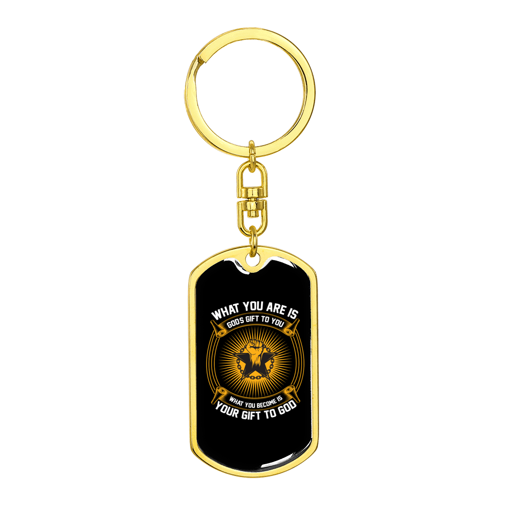 God's To You Stainless Steel or 18k Gold Premium Swivel Dog Tag Keychain