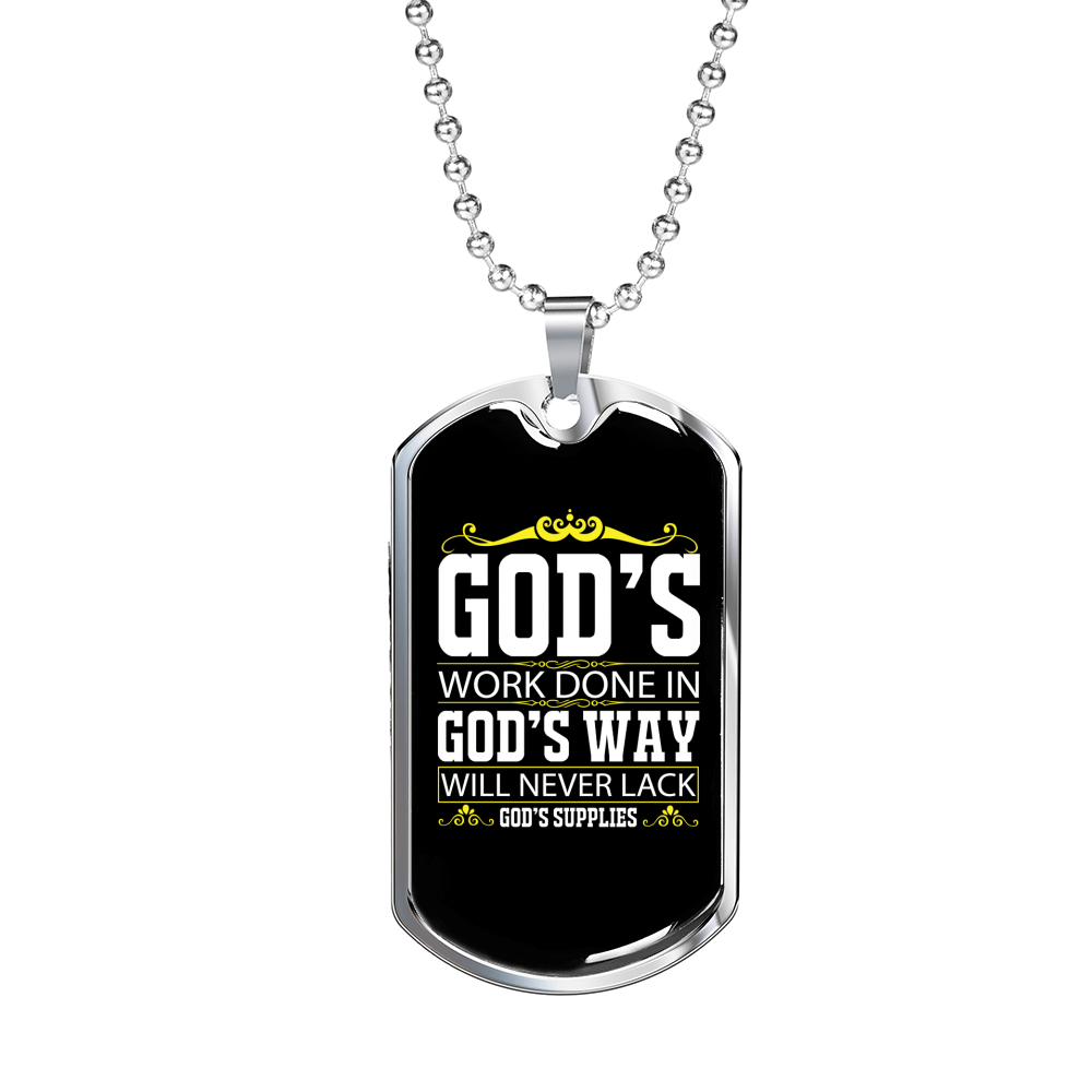 God's Way Never Lack Necklace Stainless Steel or 18k Gold Dog Tag 24" Chain-Express Your Love Gifts