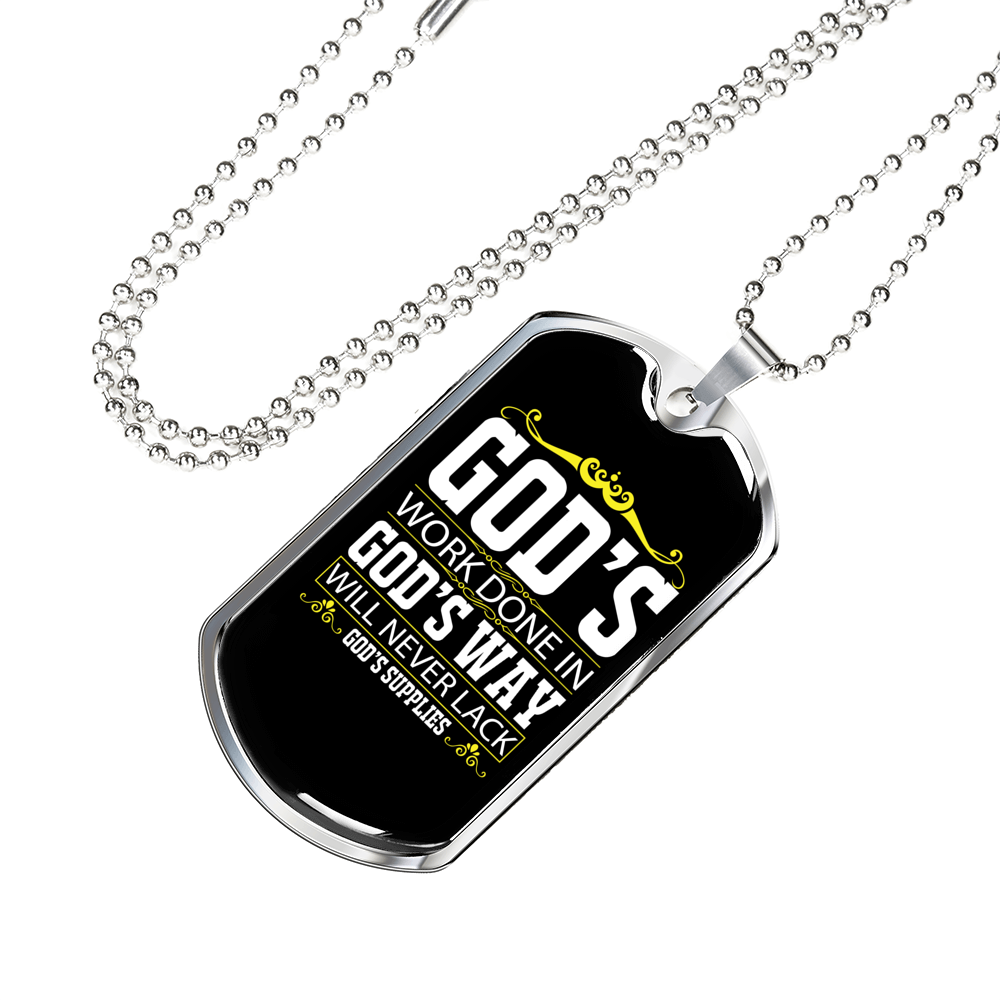 God's Way Never Lack Necklace Stainless Steel or 18k Gold Dog Tag 24" Chain-Express Your Love Gifts
