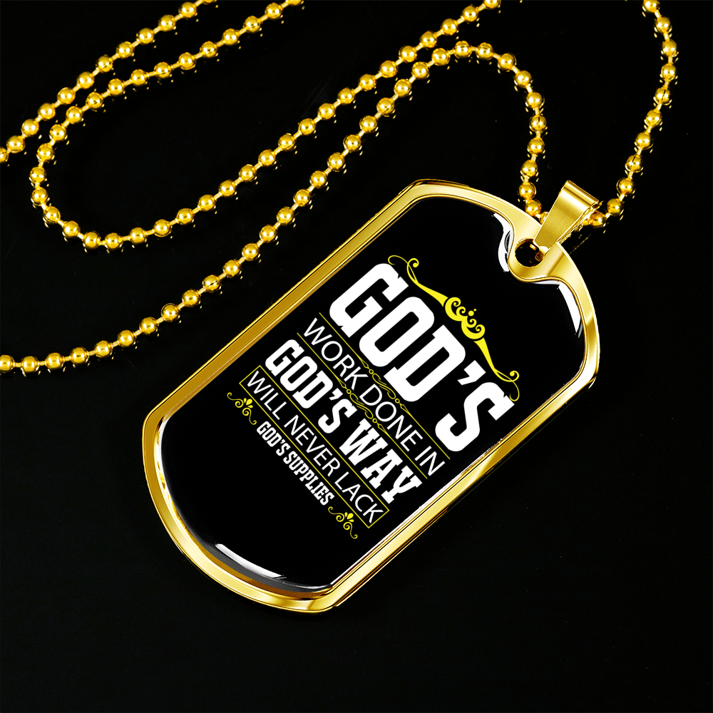 God's Way Never Lack Necklace Stainless Steel or 18k Gold Dog Tag 24" Chain-Express Your Love Gifts