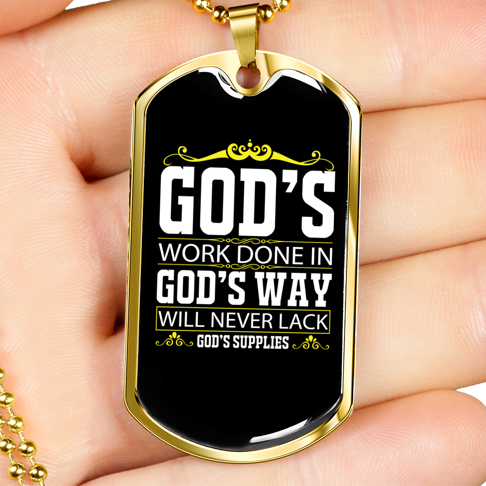 God's Way Never Lack Necklace Stainless Steel or 18k Gold Dog Tag 24" Chain-Express Your Love Gifts