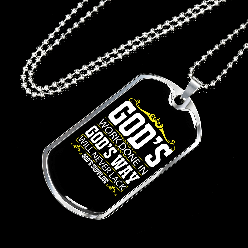 God's Way Never Lack Necklace Stainless Steel or 18k Gold Dog Tag 24" Chain-Express Your Love Gifts
