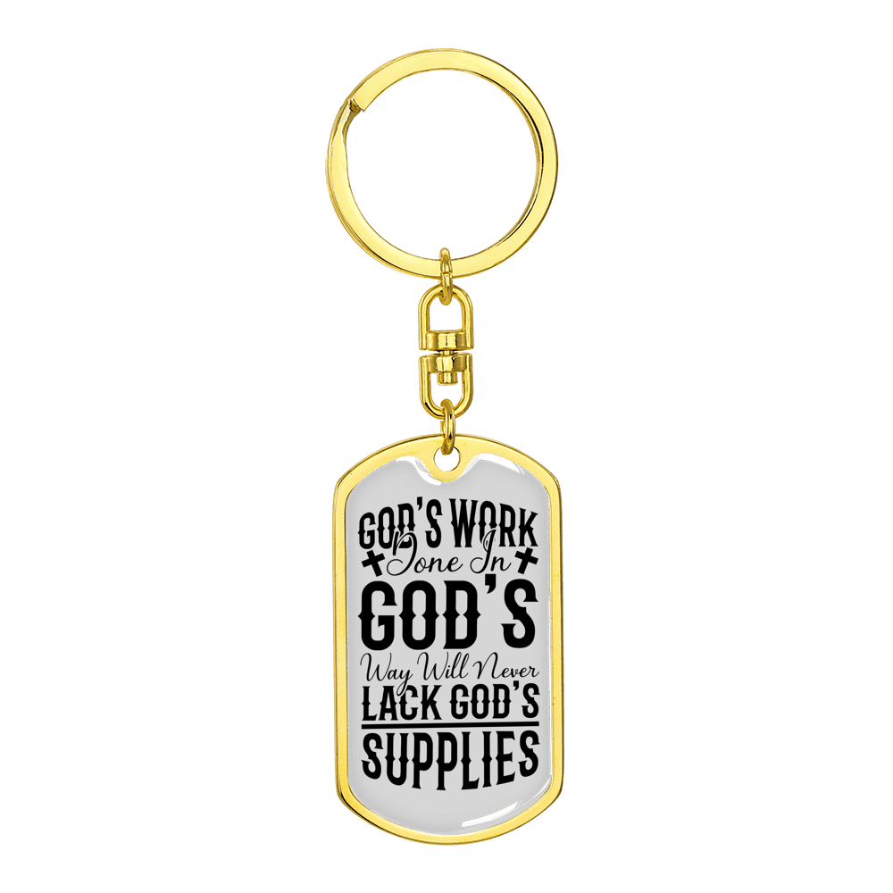 God'S Work Stainless Steel or 18k Gold Premium Swivel Dog Tag Keychain