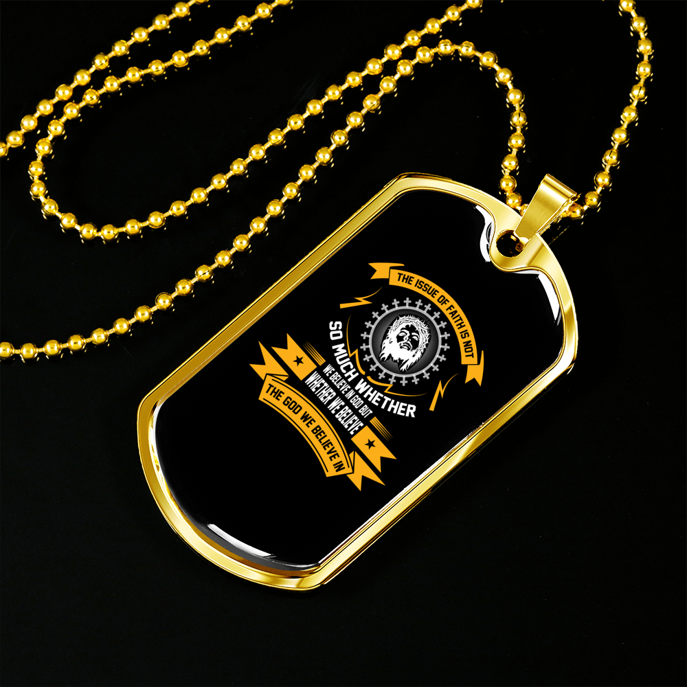 God We Believe In Necklace Stainless Steel or 18k Gold Dog Tag 24" Chain-Express Your Love Gifts