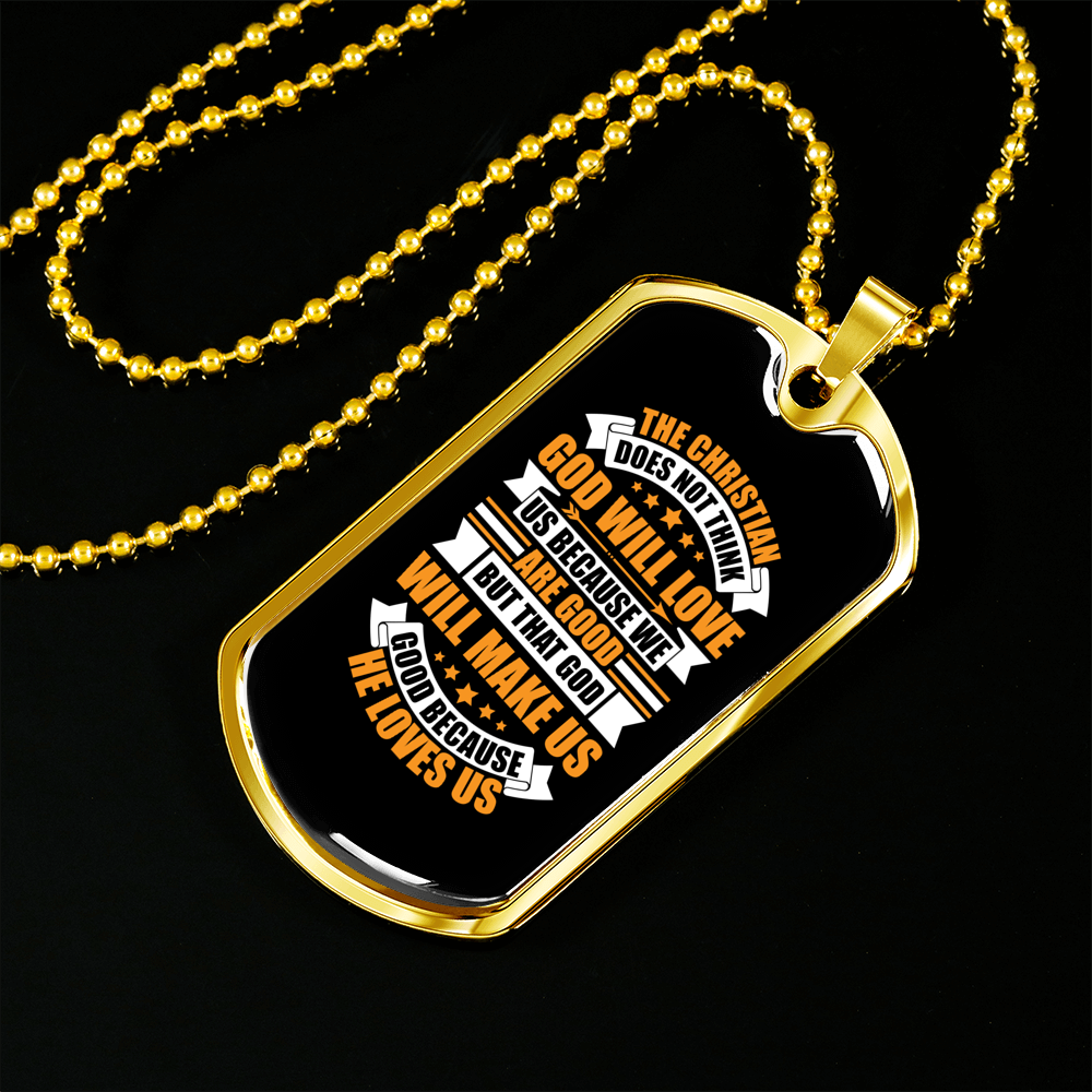 God Will Love Us Necklace Stainless Steel or 18k Gold Dog Tag 24" Chain-Express Your Love Gifts