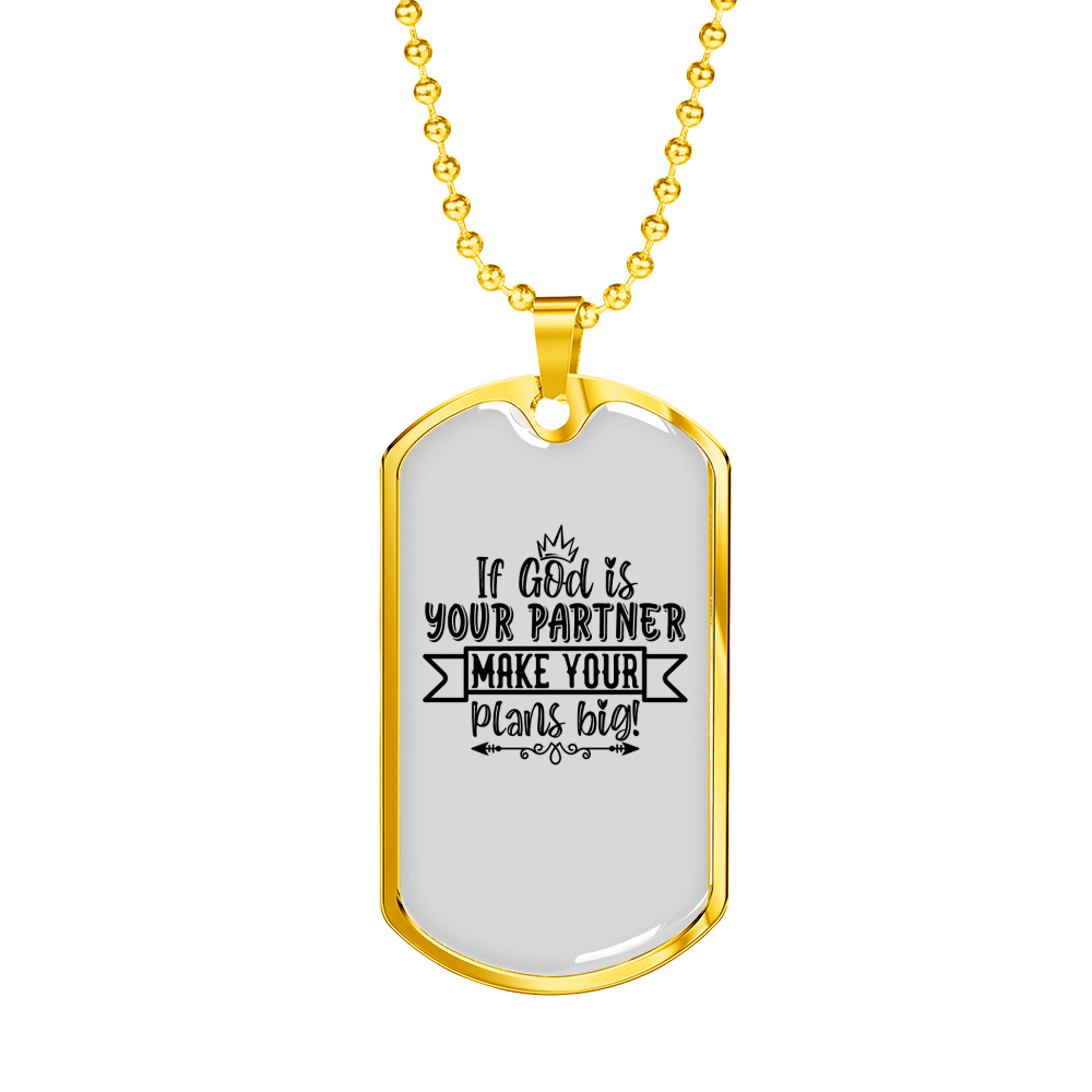 God Your Partner Necklace Stainless Steel or 18k Gold Dog Tag 24" Chain-Express Your Love Gifts