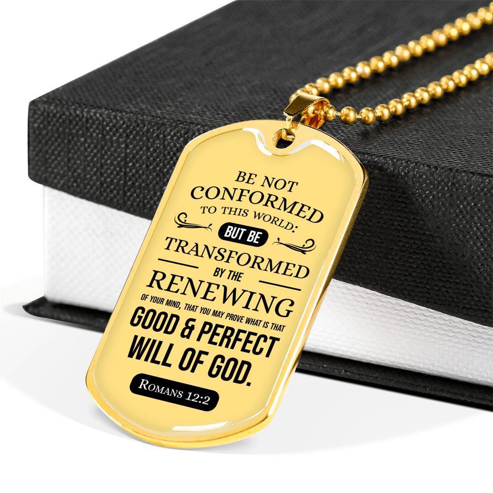 Good And Perfect Will Of God Necklace Stainless Steel or 18k Gold Dog Tag 24" Chain-Express Your Love Gifts