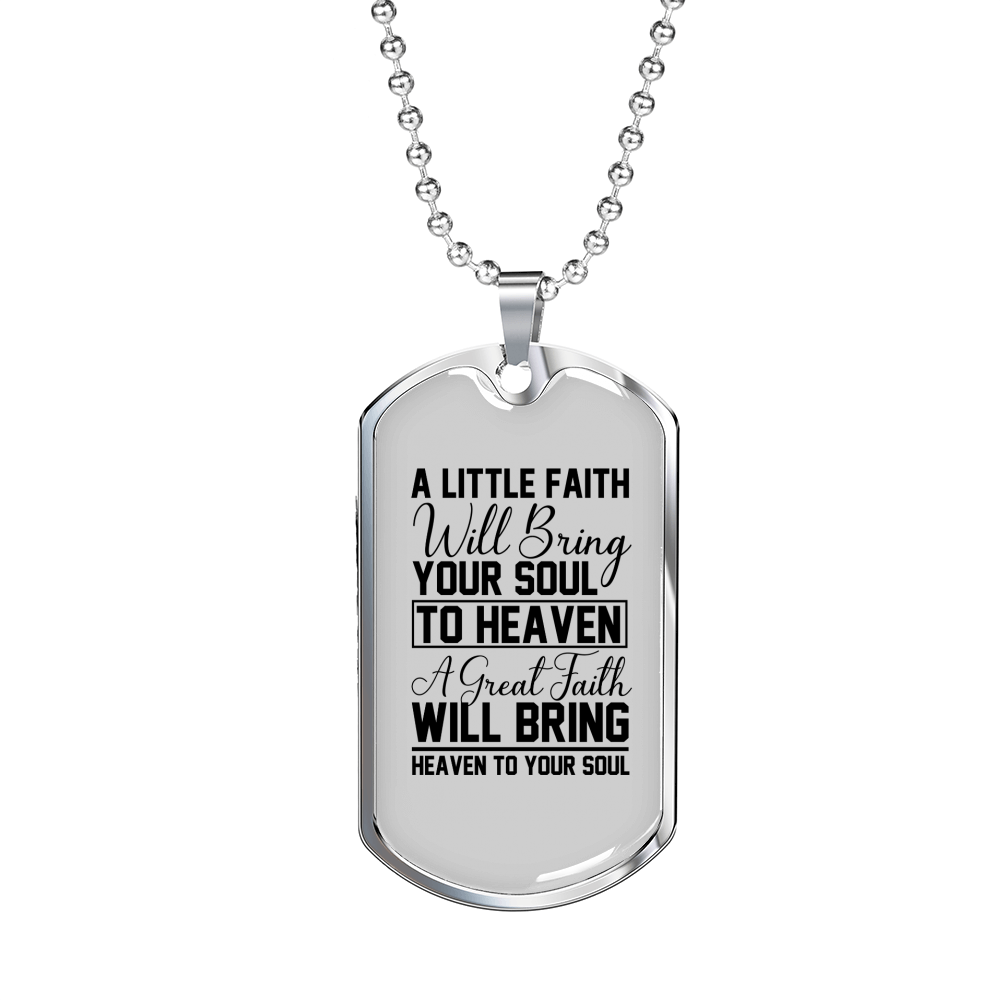 Great Faith Bring Heaven Necklace Stainless Steel or 18k Gold Dog Tag 24' Chain-Express Your Love Gifts