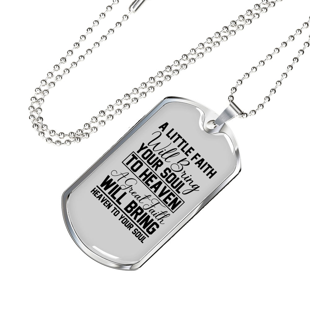 Great Faith Bring Heaven Necklace Stainless Steel or 18k Gold Dog Tag 24' Chain-Express Your Love Gifts