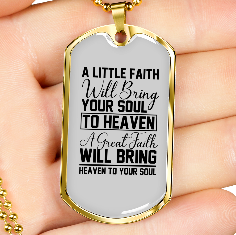 Great Faith Bring Heaven Necklace Stainless Steel or 18k Gold Dog Tag 24' Chain-Express Your Love Gifts