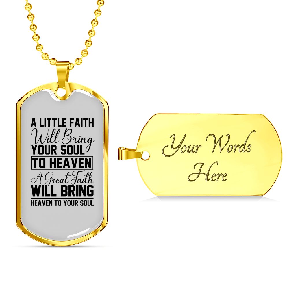 Great Faith Bring Heaven Necklace Stainless Steel or 18k Gold Dog Tag 24' Chain-Express Your Love Gifts