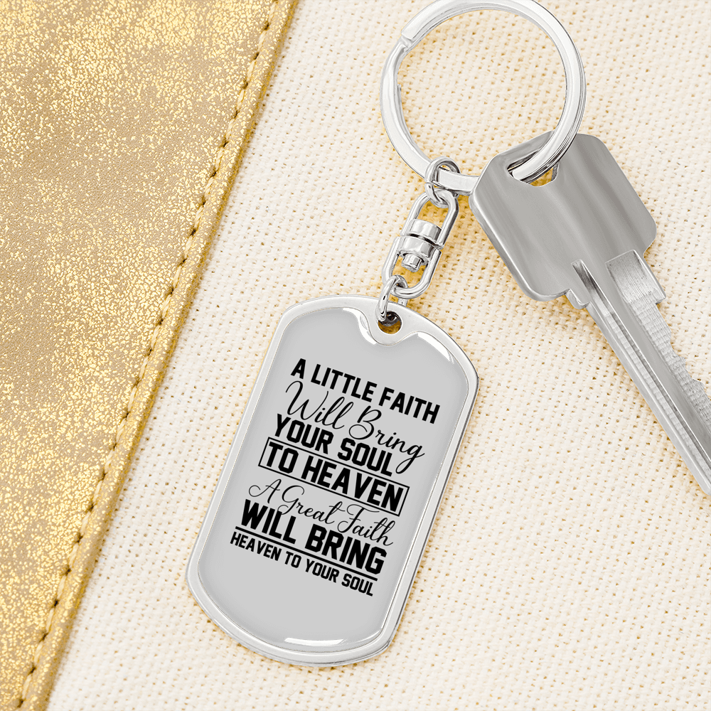 Great Faith Keychain Stainless Steel or 18k Gold Dog Tag Keyring-Express Your Love Gifts