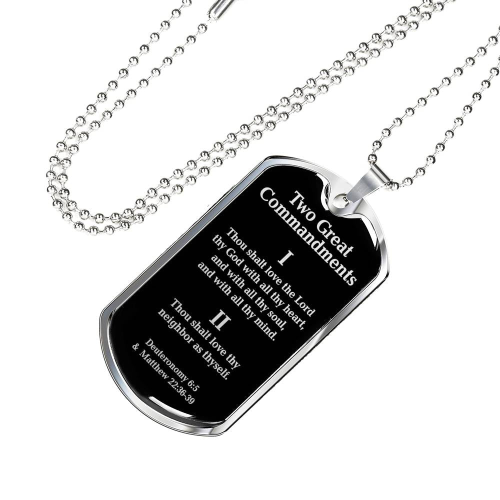 Greatest Commandment Matthew 22 Necklace Stainless Steel or 18k Gold Dog Tag 24"-Express Your Love Gifts