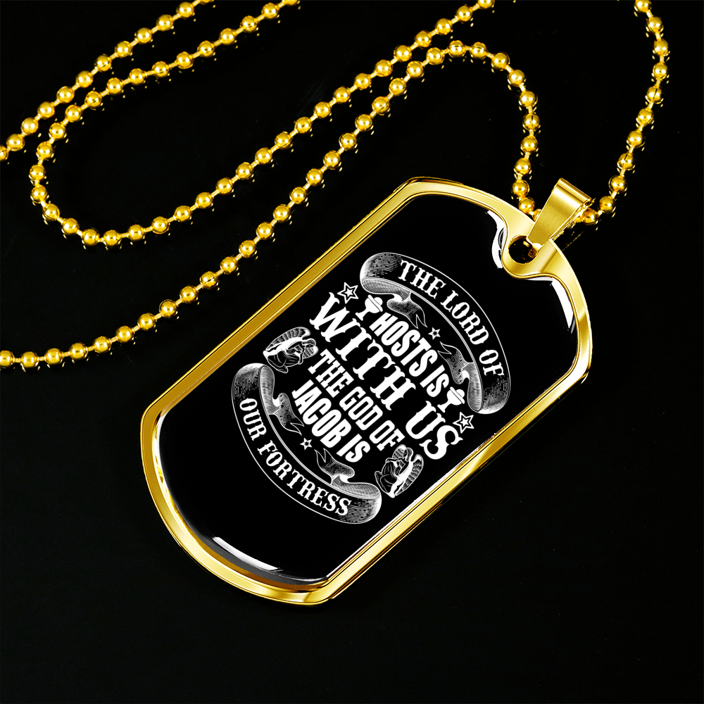 Hosts With Us Christian Necklace Stainless Steel or 18k Gold Dog Tag 24" Chain-Express Your Love Gifts