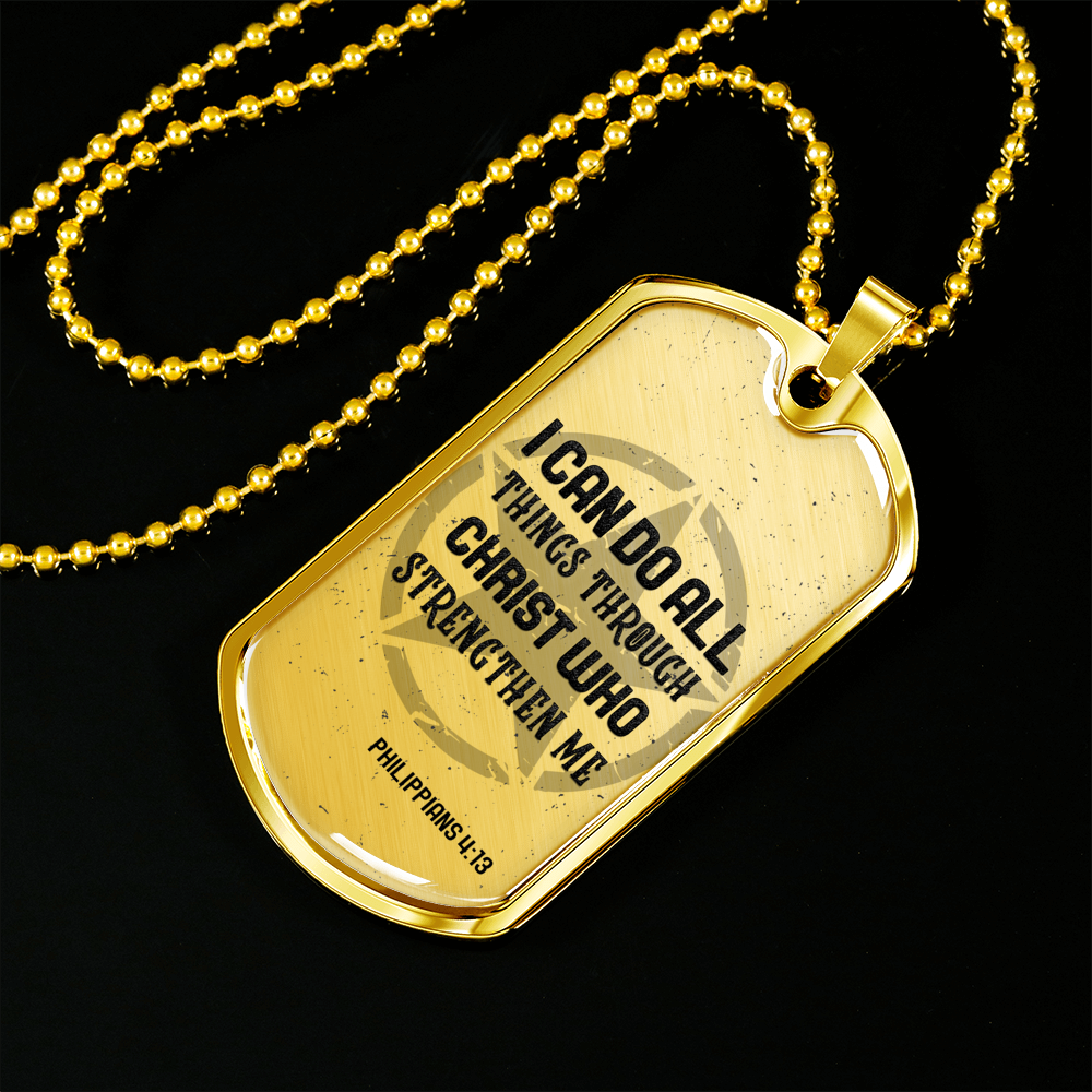 I Can Do All Things Christian Necklace Stainless Steel or 18k Gold Dog Tag 24" Chain-Express Your Love Gifts