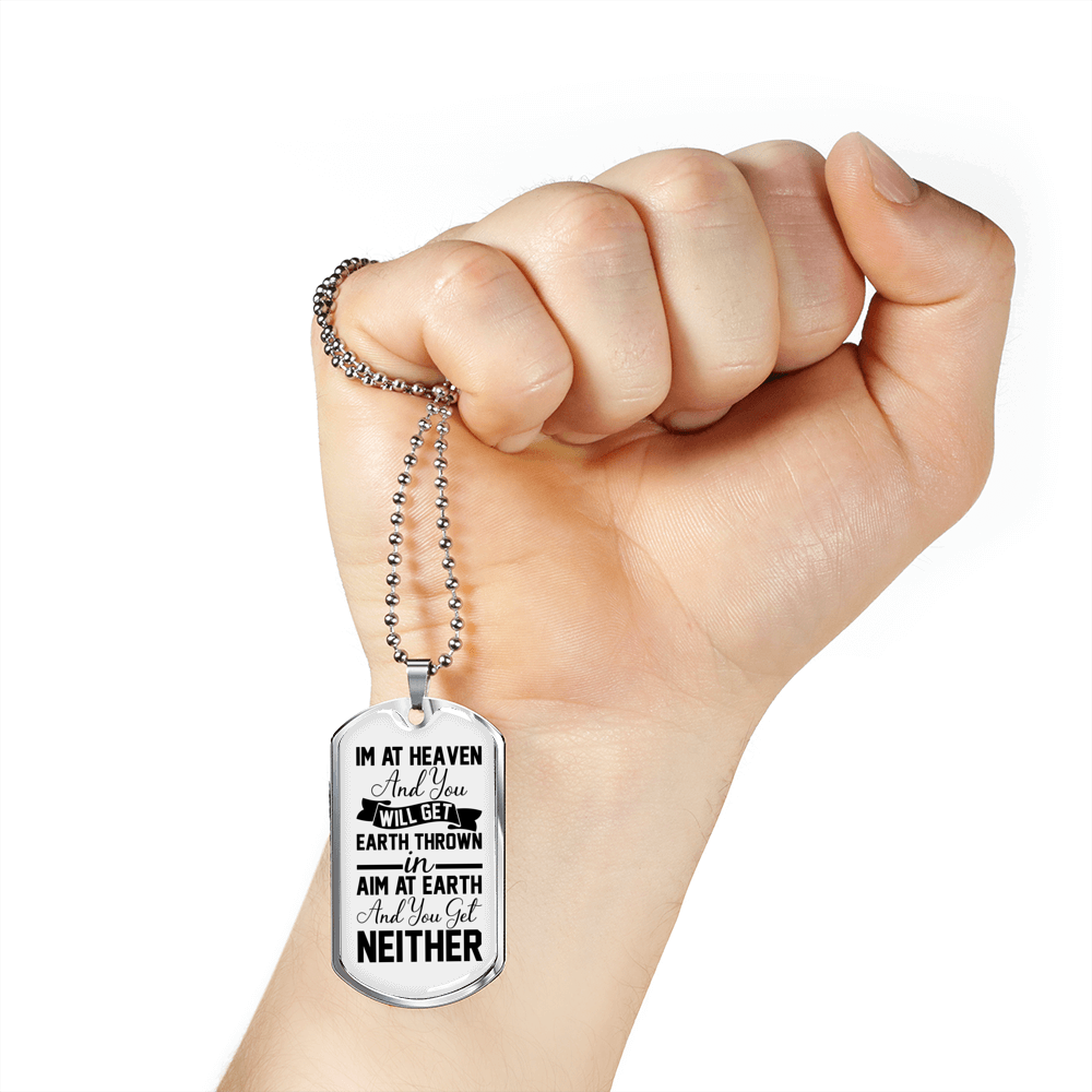 I'm At Heaven Christian Necklace Stainless Steel or 18k Gold Dog Tag 24" Chain-Express Your Love Gifts