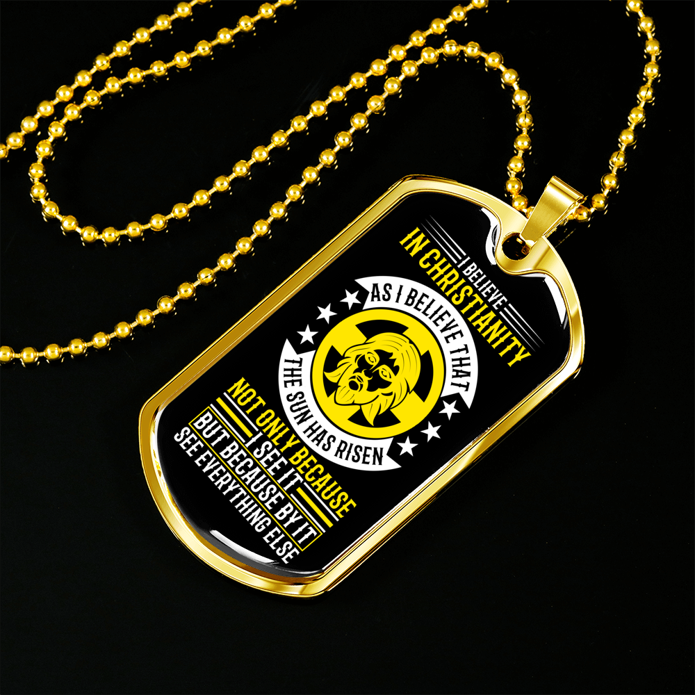 In Christianity Christian Necklace Stainless Steel or 18k Gold Dog Tag 24" Chain-Express Your Love Gifts