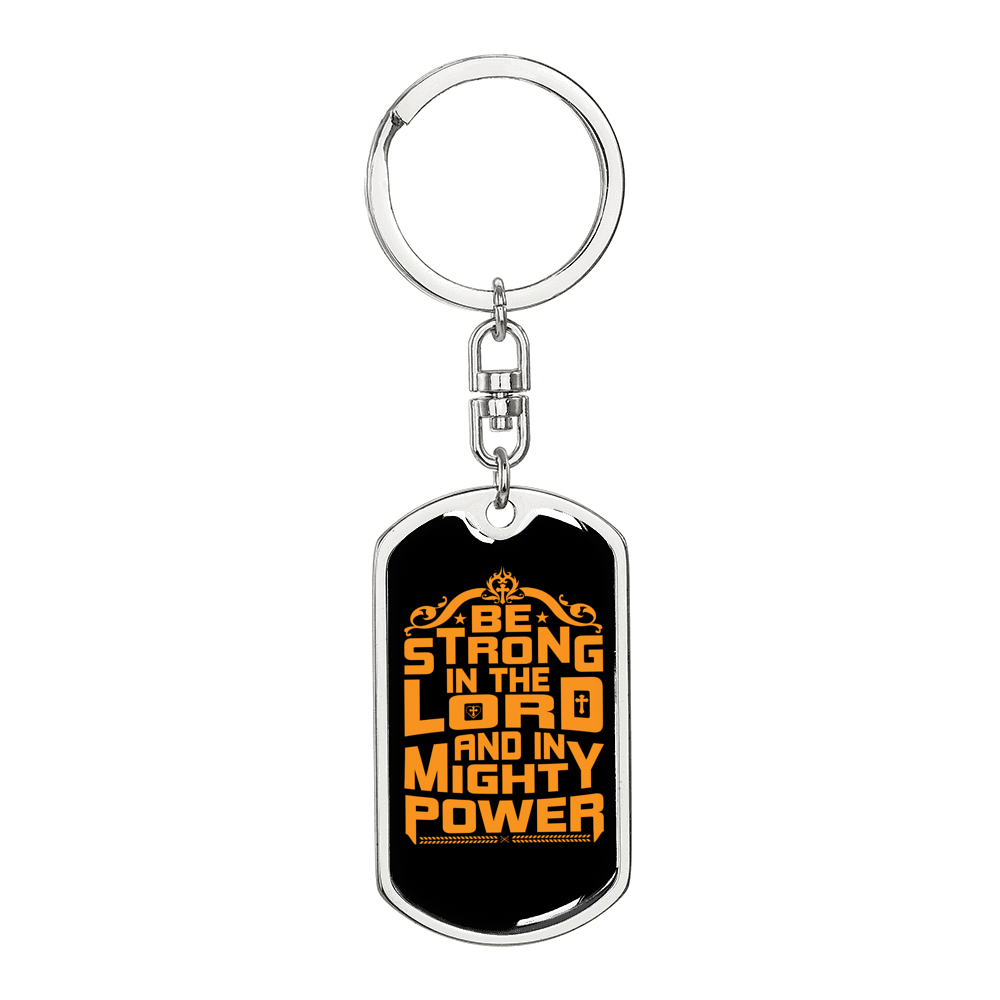 In Mighty Power Orange Keychain Stainless Steel or 18k Gold Dog Tag Keyring-Express Your Love Gifts