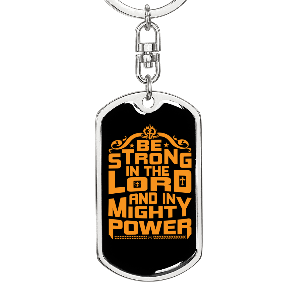 In Mighty Power Orange Keychain Stainless Steel or 18k Gold Dog Tag Keyring-Express Your Love Gifts